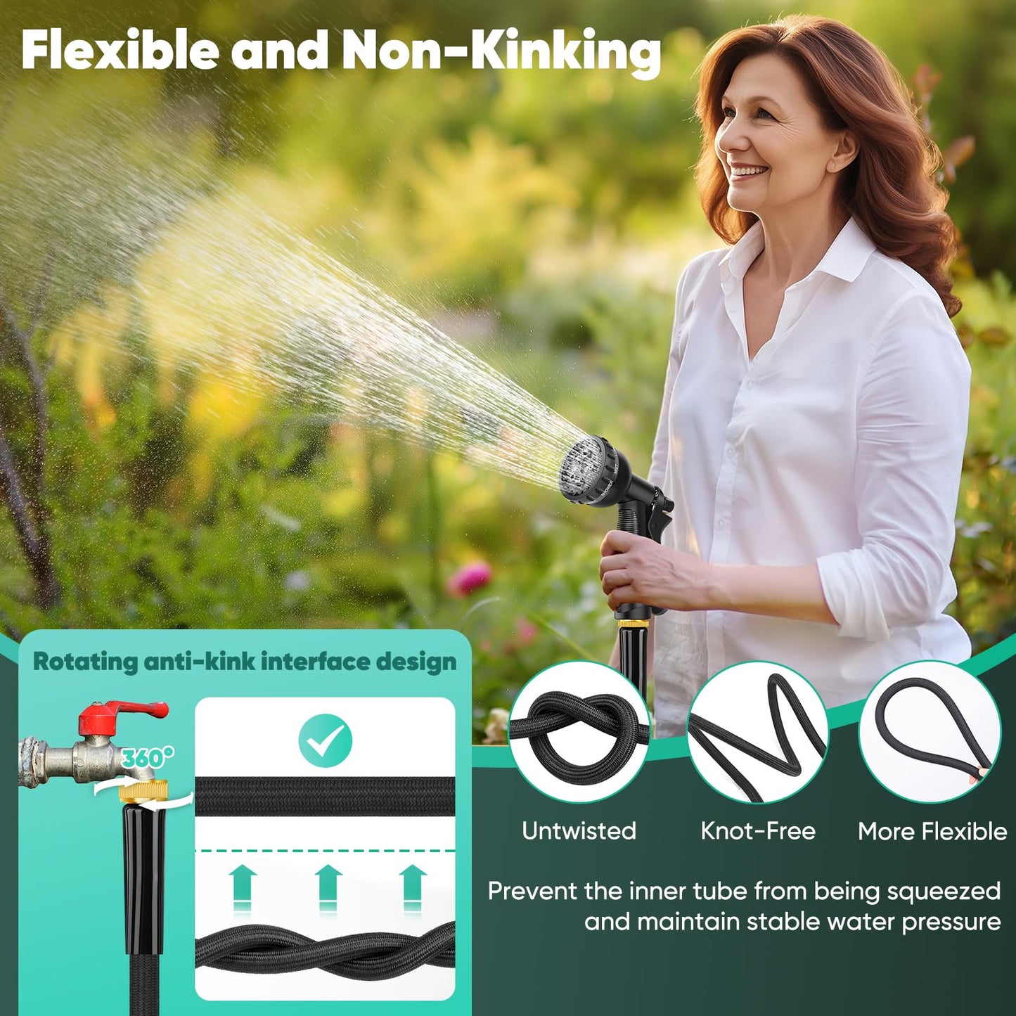 100FT Non-Expanding Garden Hose by Lipoliftco