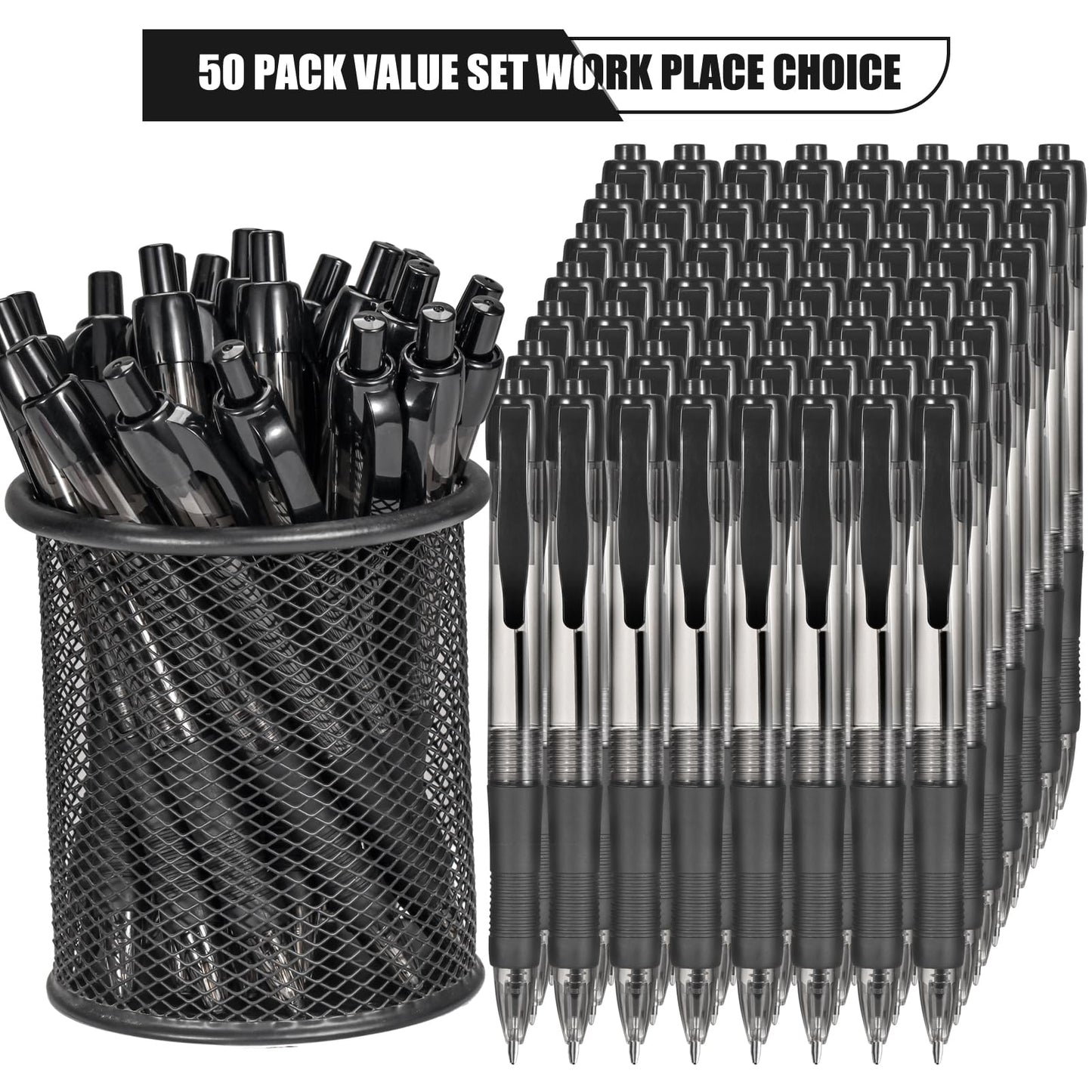 50 Pack No Bleed Black Ink Click Pens