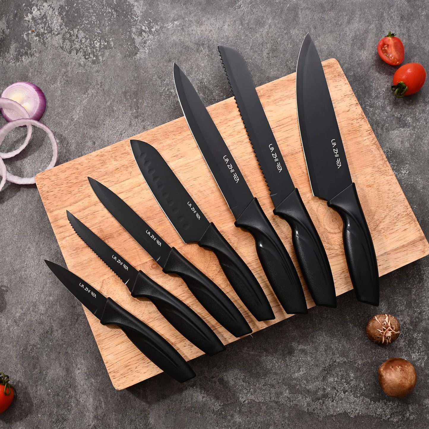 15-Piece Kitchen Knife Set with Block & Sharpener