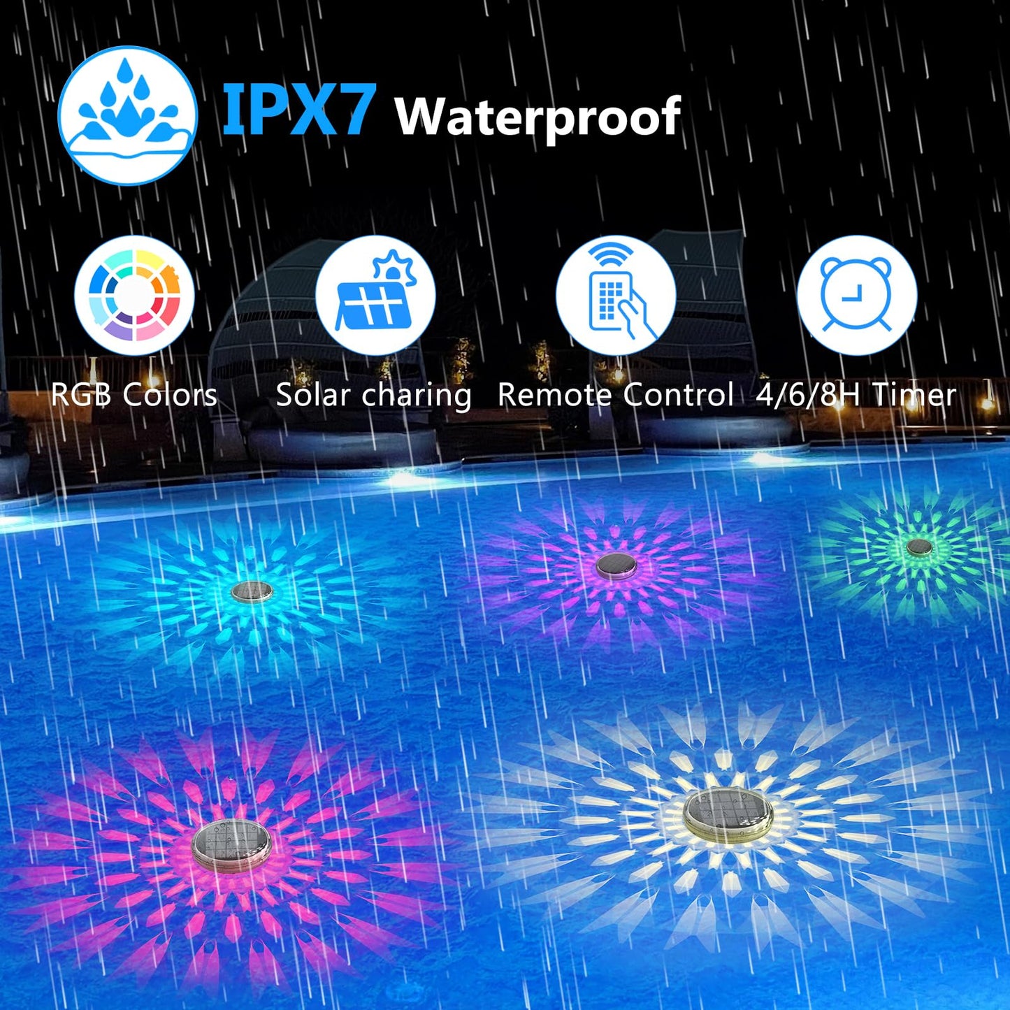 2 Pack Solar Floating Pool Lights with Remote
