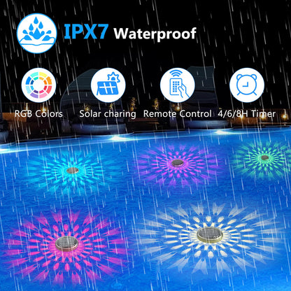 2 Pack Solar Floating Pool Lights with Remote