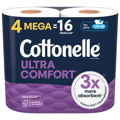 4 Mega Rolls Cottonelle Ultra Soft Toilet Paper