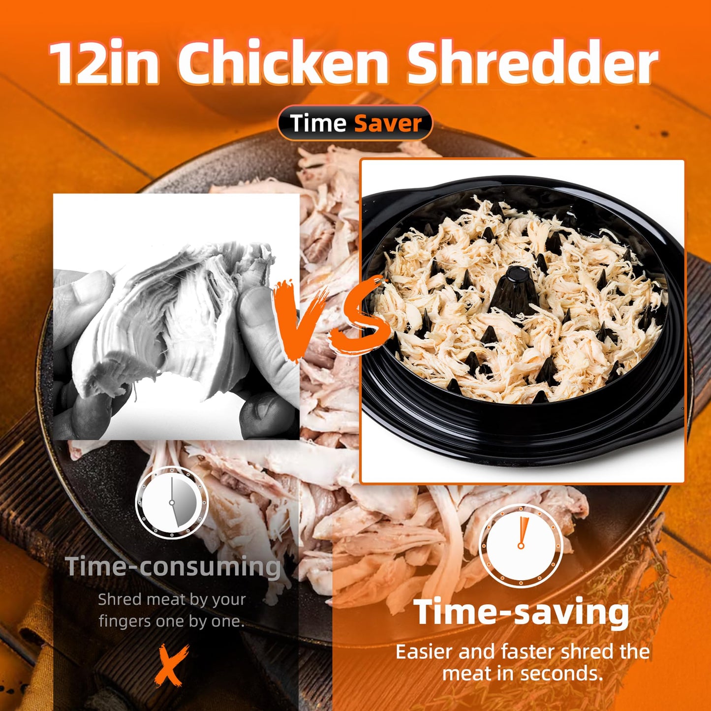 Upgraded 12in Chicken Shredder, Visible Meat Shredder Tool, Design with 4 Ball Bearings Chicken Shredder Tool Twist, Ergonomic Handle, Super Anti-Slip Base, Dishwasher Safe, Heat Resistant, BPA Free