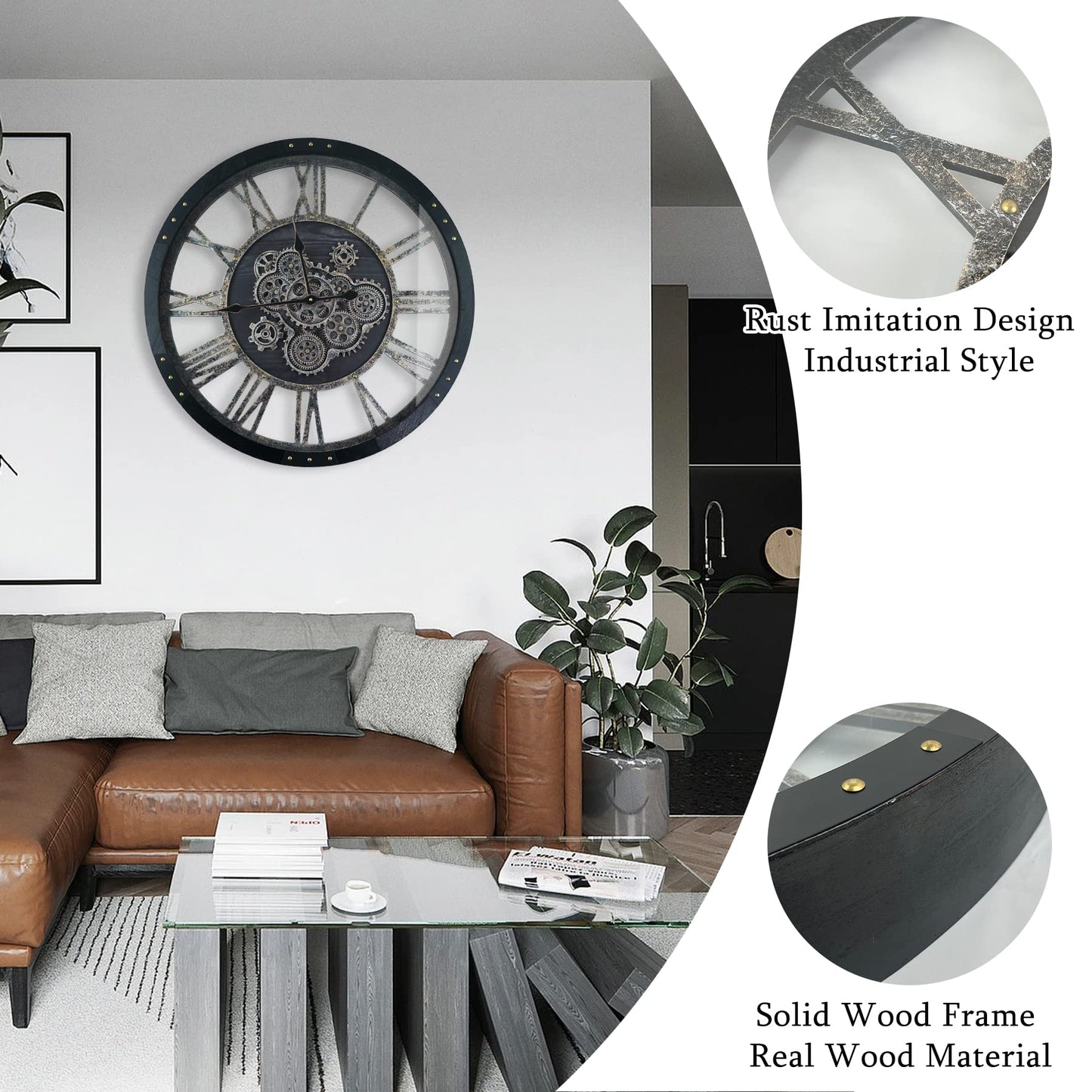 TOPPTIK 30" Industrial Steampunk Wall Clock