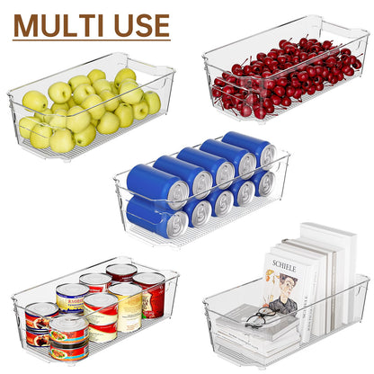 8-Pack Clear Plastic Fridge Organizer Bins