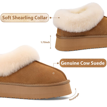 Furry Lined Platform Slippers for Women