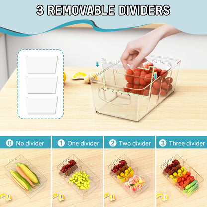 SPACEKEEPER Clear Storage Bins with Removable Dividers