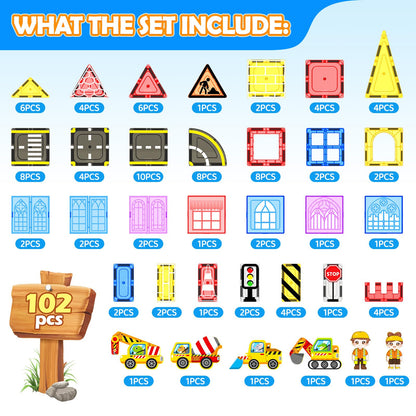 102 PCS Magnetic Building Tiles for Kids
