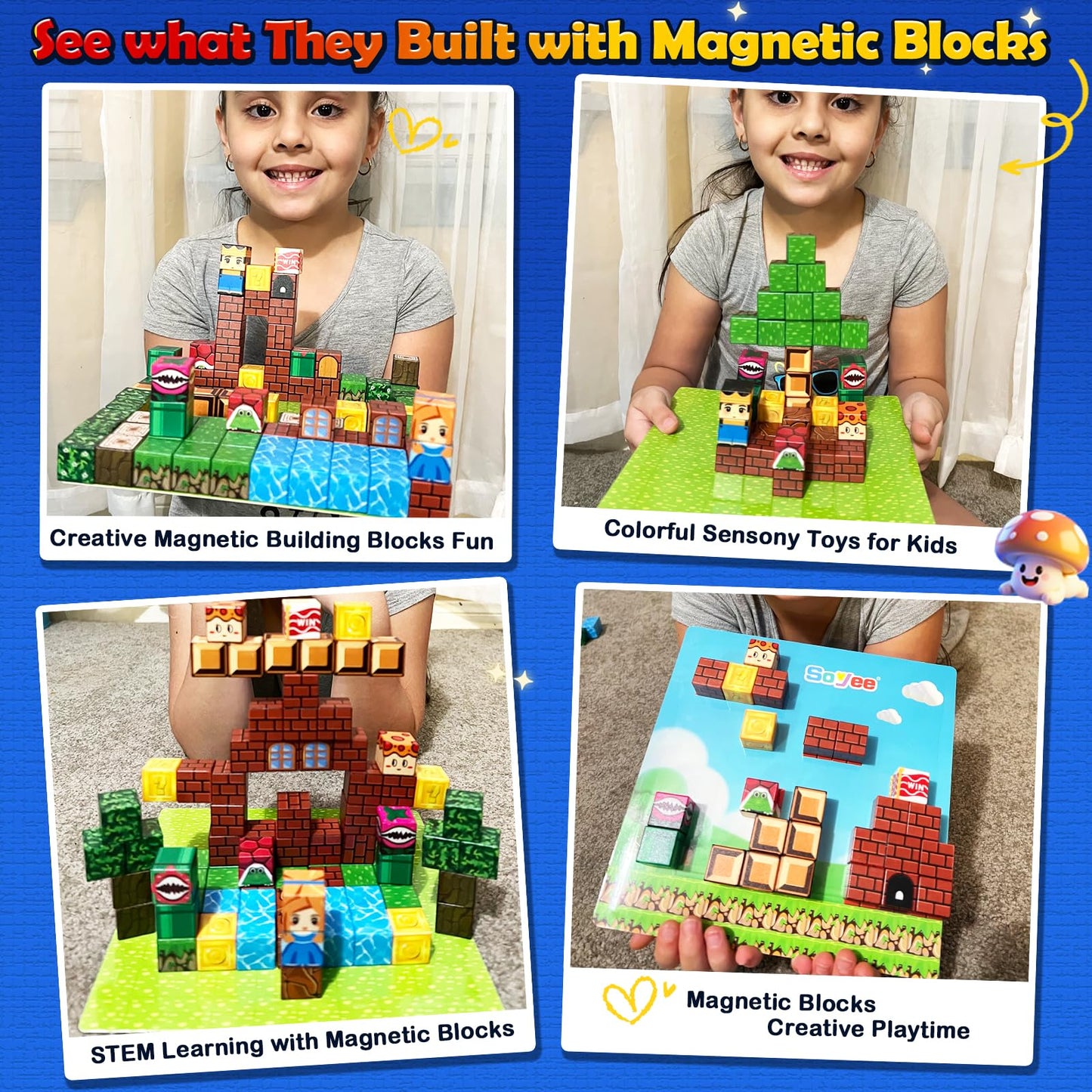 Magnetic Blocks 100PCS Magnetic Building Blocks Cubes Kids Boys Girls Toys for Ages 3-5 5-7 8-10 STEM Sensory Learning Building Magnet Toys 3-12 Year Old Girls Boys Birthday Gift