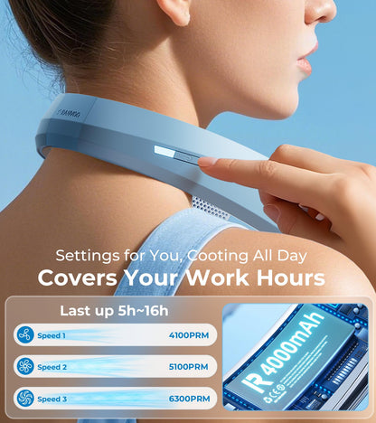 Rechargeable Neck Fan by RANVOO, Hands-Free Cooling