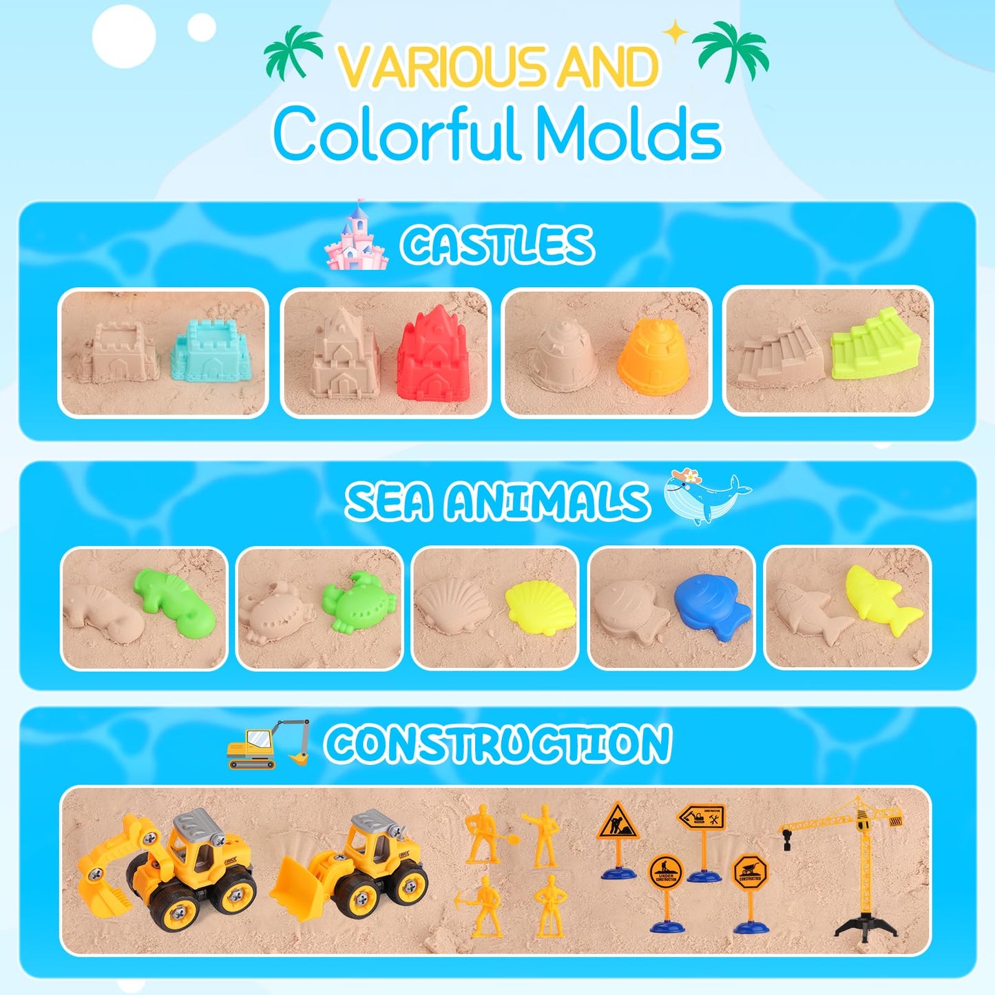 Beach Sand Toys Set with Trucks and Bucket