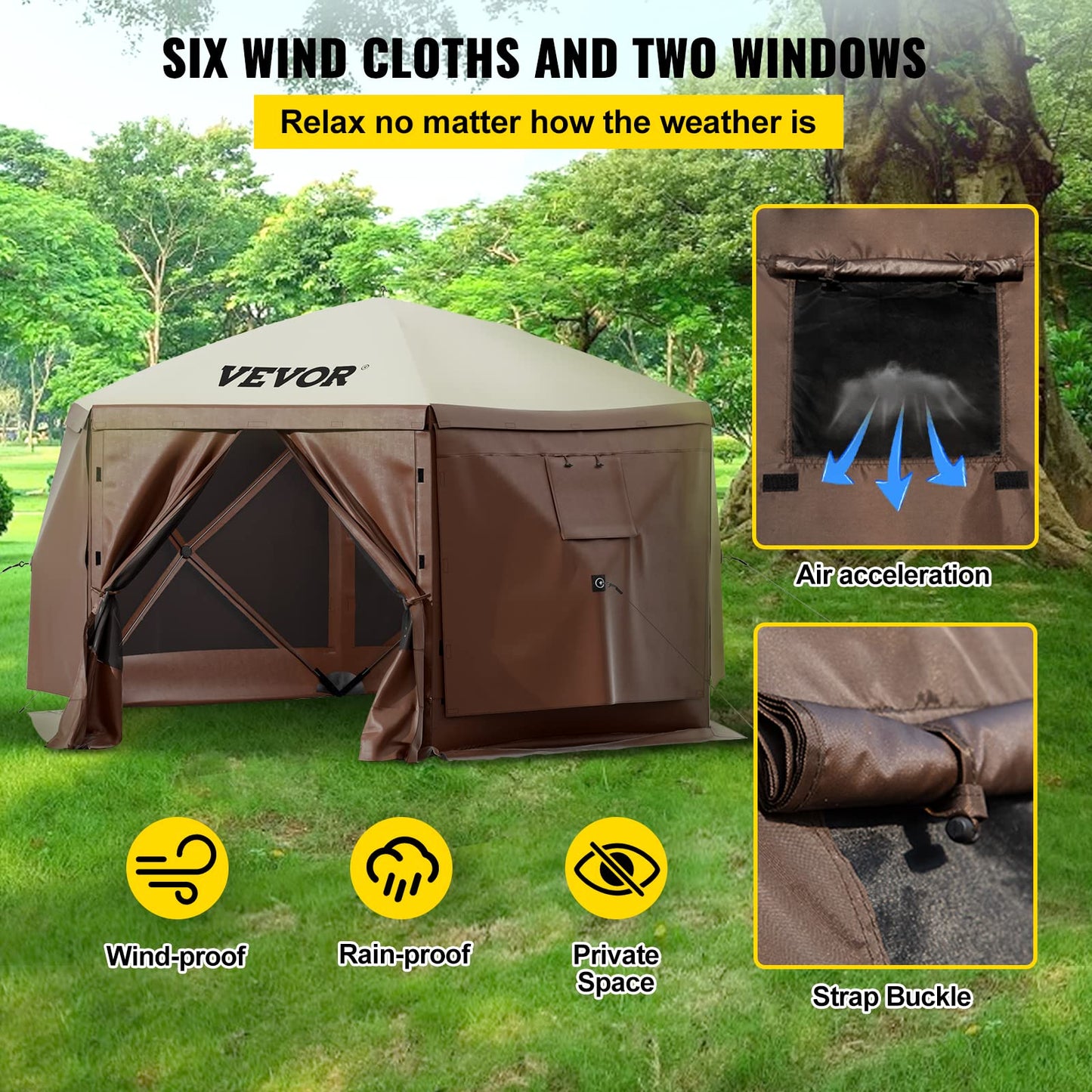 VEVOR 12x12ft Pop-up Camping Gazebo Tent