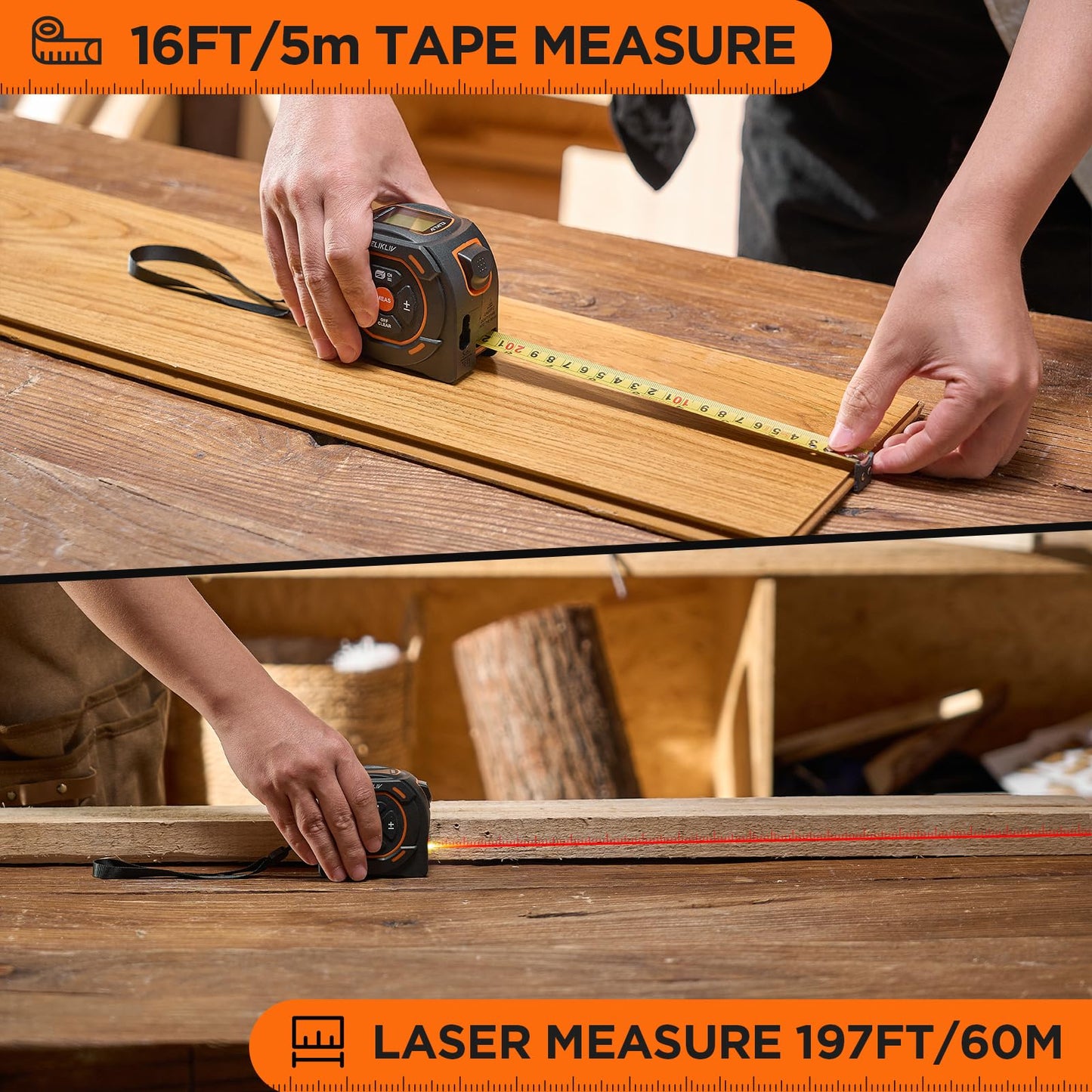 Laser Tape Measure 197Ft with Pythagorean Mode