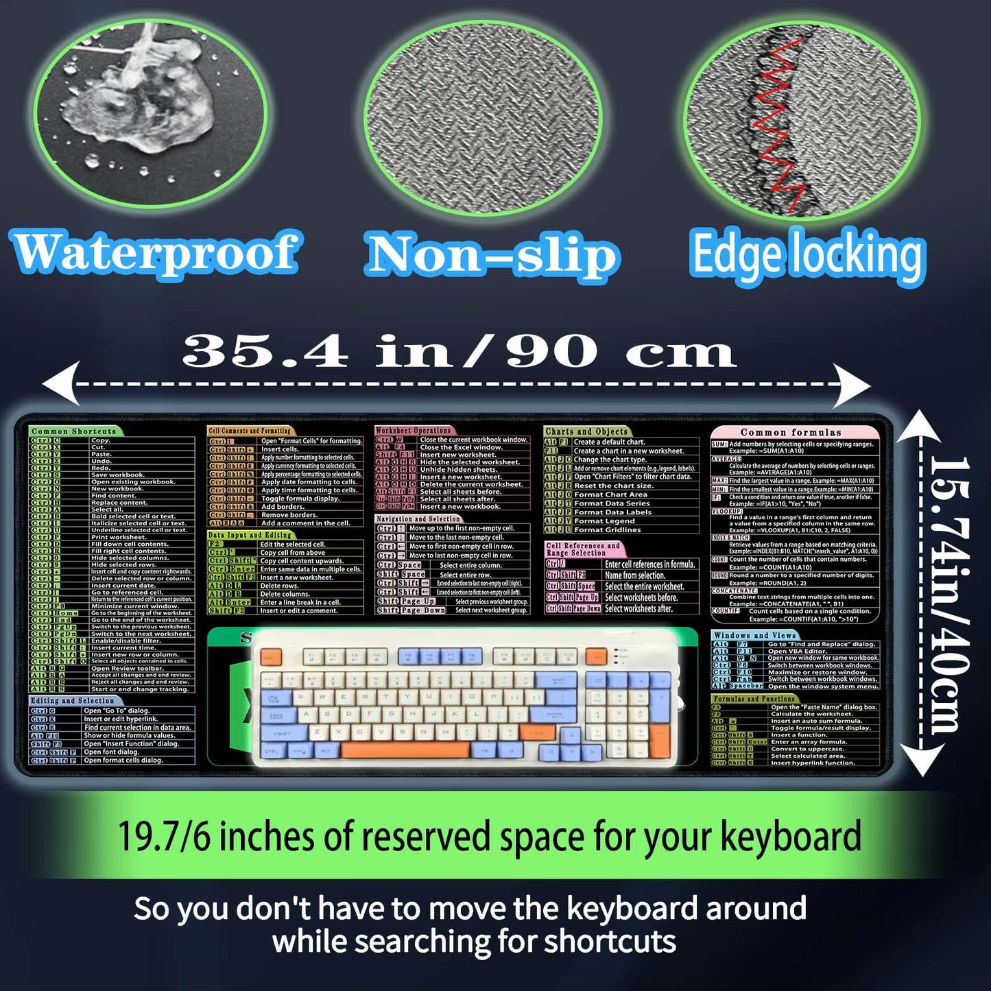 Large Non-Slip Waterproof Mouse Pad for Excel