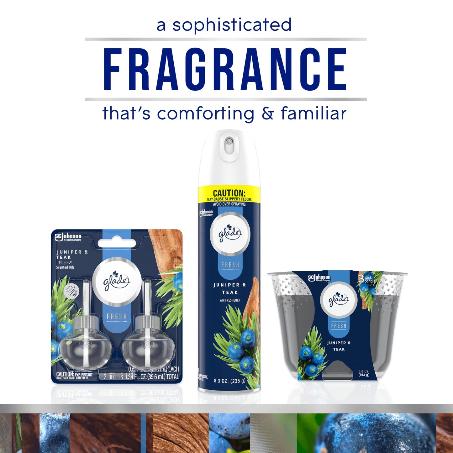 Glade Air Freshener Room Spray, Juniper & Teak, Fresh Collection, 8.3 oz, 6 Count