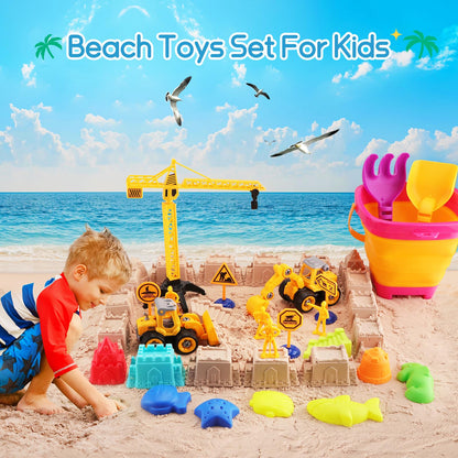 Beach Sand Toys Set with Trucks and Bucket