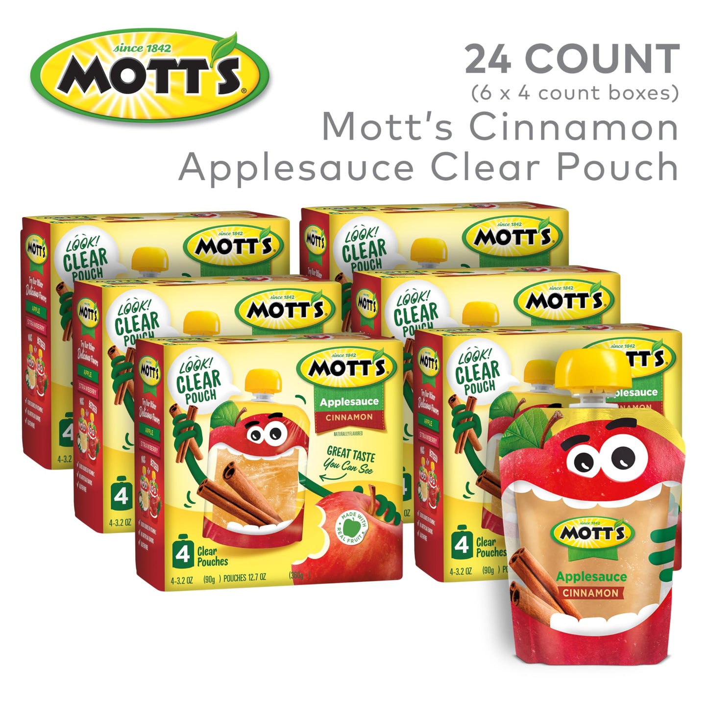 Mott's Cinnamon Applesauce Pouches, 24 Count
