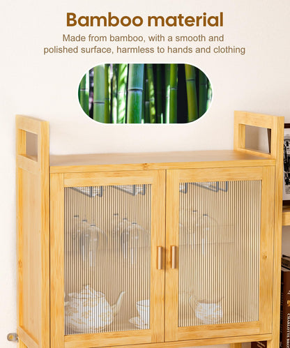 Wine Rack Cabinet with Glass Holder & Shelves