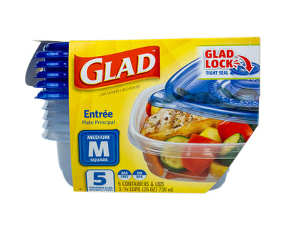 Glad 5-Pack Food Storage Containers, 25 Ounces