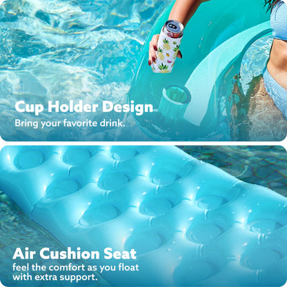 2 Pack Inflatable Pool Chairs with Cup Holders