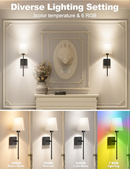 2 Pack Battery Operated Wall Sconce Set