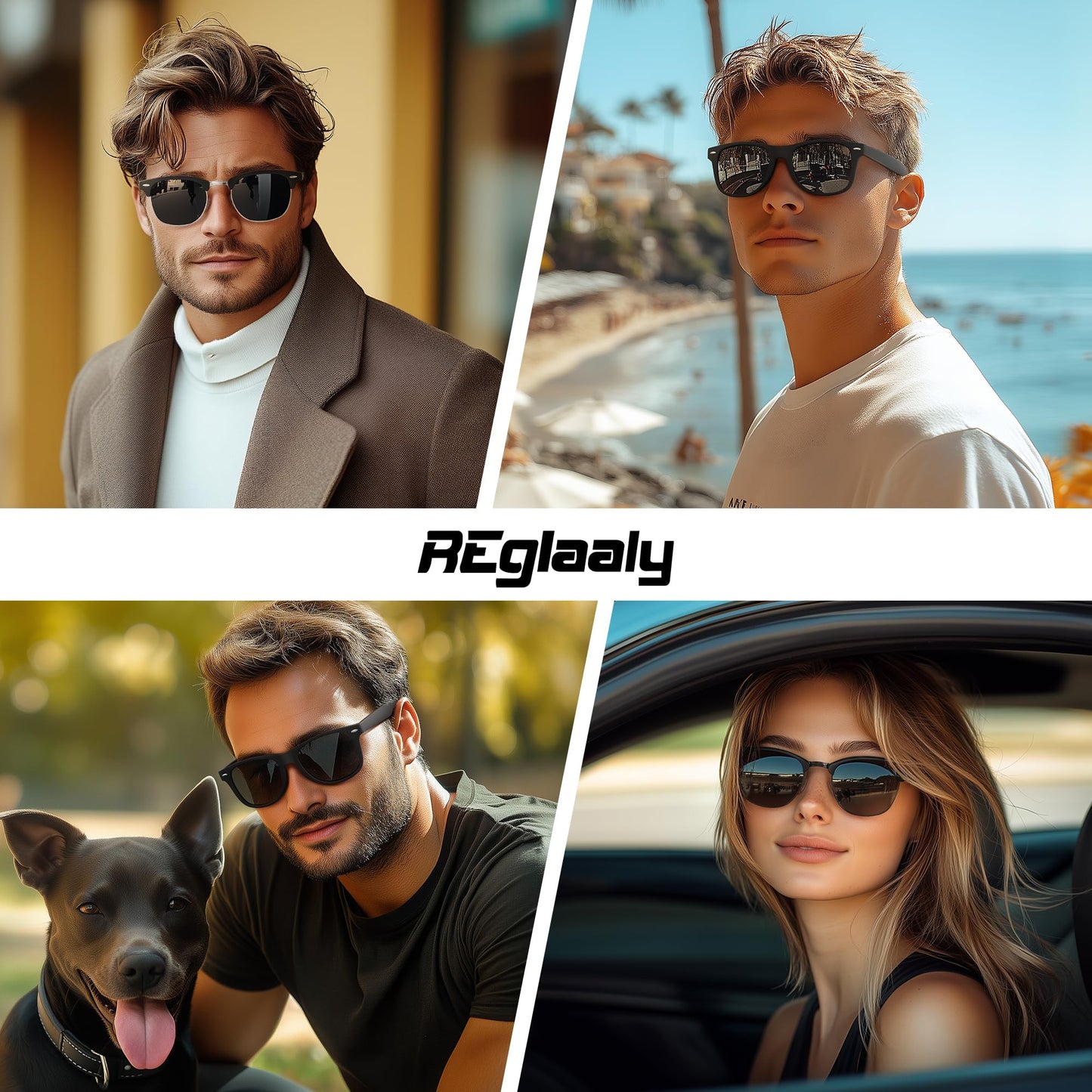 Reglaaly Sunglasses Men and Womens, Polarized Sunglasses for Men with UV Blocking, Black Wayfarer Mens Sun Glasses