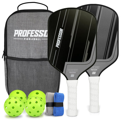 2 Pack Professor Pickleball Paddle Set with Balls