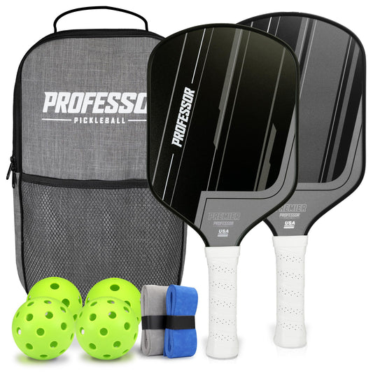 2 Pack Professor Pickleball Paddle Set with Balls