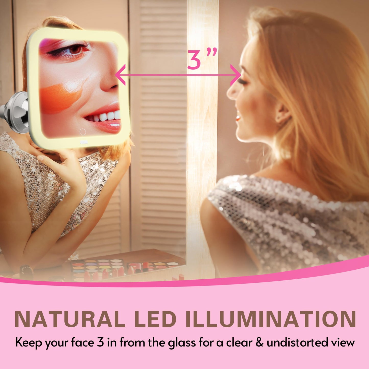 10x Magnifying Lighted Makeup Mirror with Suction Base