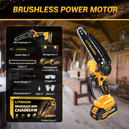6 Inch Mini Electric Chainsaw with Batteries