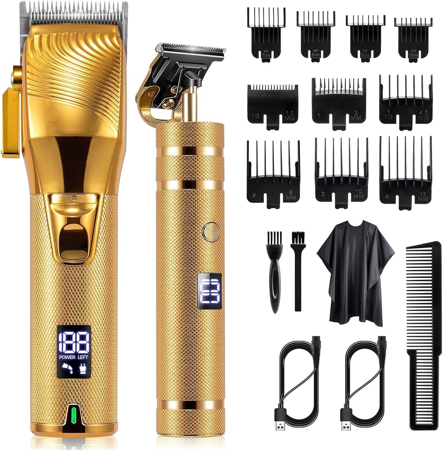 Hair Clippers for Men, Professional Hair Trimmer Barber Set Cordless Beard Trimmer Haircut Grooming Kit Gift for Men/Women/Kids/Pet (Gold)