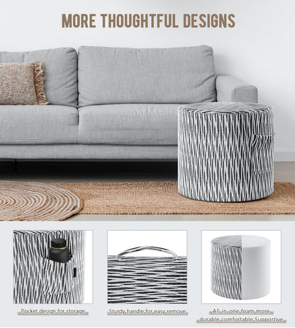 Round Stuffed Pouf Ottoman for Living Room