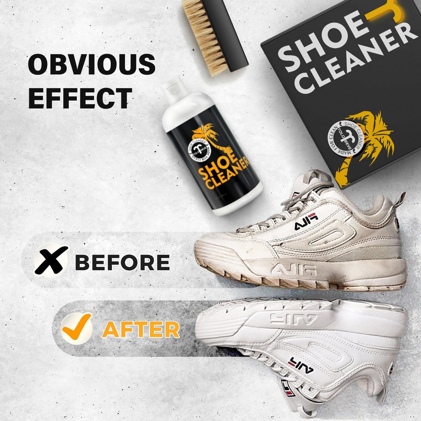 Tolobeve Shoe Cleaner Kit, White Shoe Cleaner Sneakers Kit, Shoe Cleaning Kit for Suede, Mesh, Leather, Nubuck and Most Materials, shoe cleaner 13Oz with 2 Shoe Brush & Towel Included