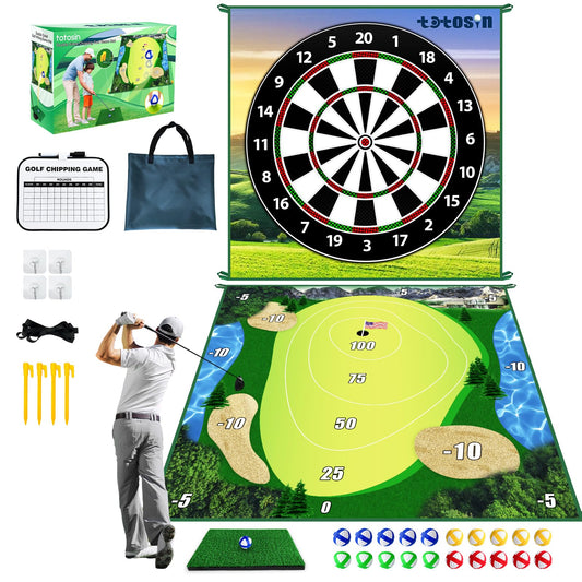 Golf Chipping Game with Double-Sided Practice Mat