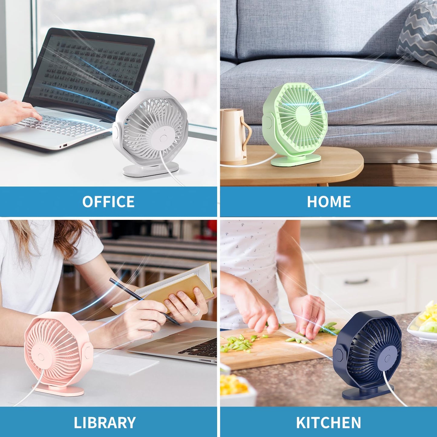 USB Desk Fan with 3 Speeds and 360° Rotation