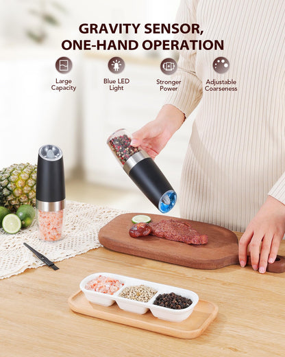 Electric Salt and Pepper Grinder Set with Light