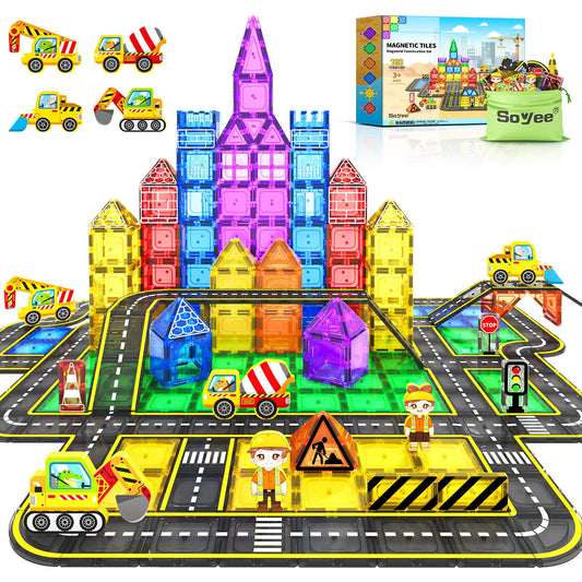 102 PCS Magnetic Building Tiles for Kids