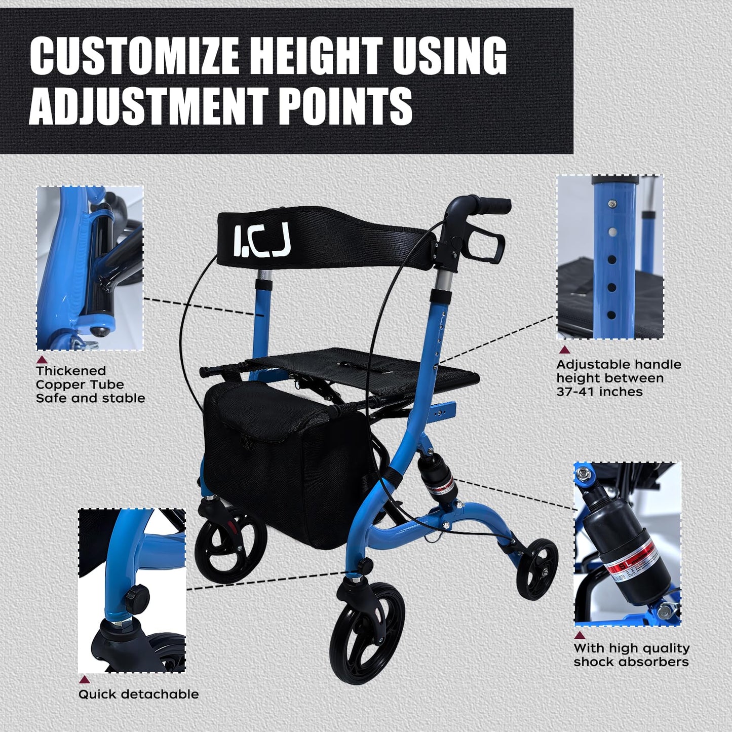 Foldable Walker with Seat for Seniors