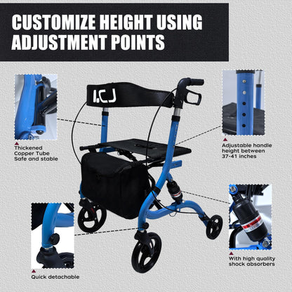 Foldable Walker with Seat for Seniors