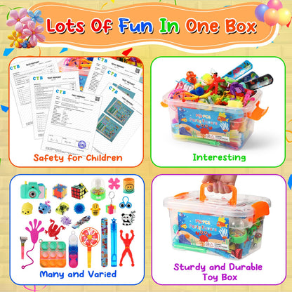 190 PCS Party Favors for Kids, Treasure Chest Toys, Small Toys Bulk, Birthday Party Gift Toys, Classroom Treasure Chest, Fidgets Stuffers, Mini Toys for Kids, Carnival Prizes, Prizes for Classroom