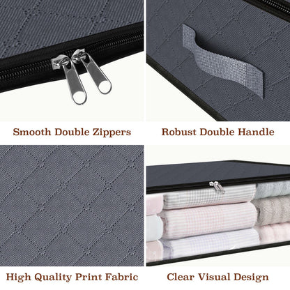 StorageRight Storage Bags, Clothes Storage, Under bed Storage Containers, Large Capacity Storage Bins, Foldable Storage Organizers For Clothes and Bedding - 75L/6 Pack/Grey