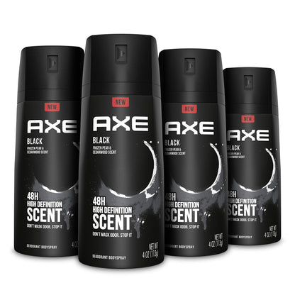4 Pack AXE Body Spray Deodorant for Men