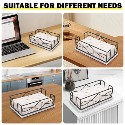 Winmien Napkin Holder with Marble Base, Guest Towel Paper Dispenser for Table, Modern Metal Napkin Stand, Ideal for All Kitchen Bathroom Vanity, Kitchen Decor Accessories (Matte Black, 3.2 Inch)