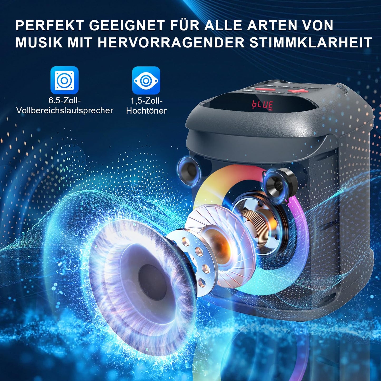 AIMAX Bluetooth Karaoke Machine with 2 Microphones