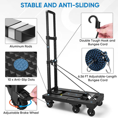 TICONN Portable Heavy Duty Folding Hand Truck