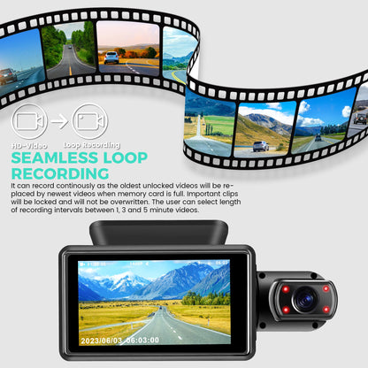 Dual Dash Camera 1440P Front + 720P Inside
