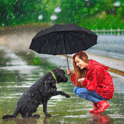 ZOMAKE Compact Windproof Travel Umbrella - Black