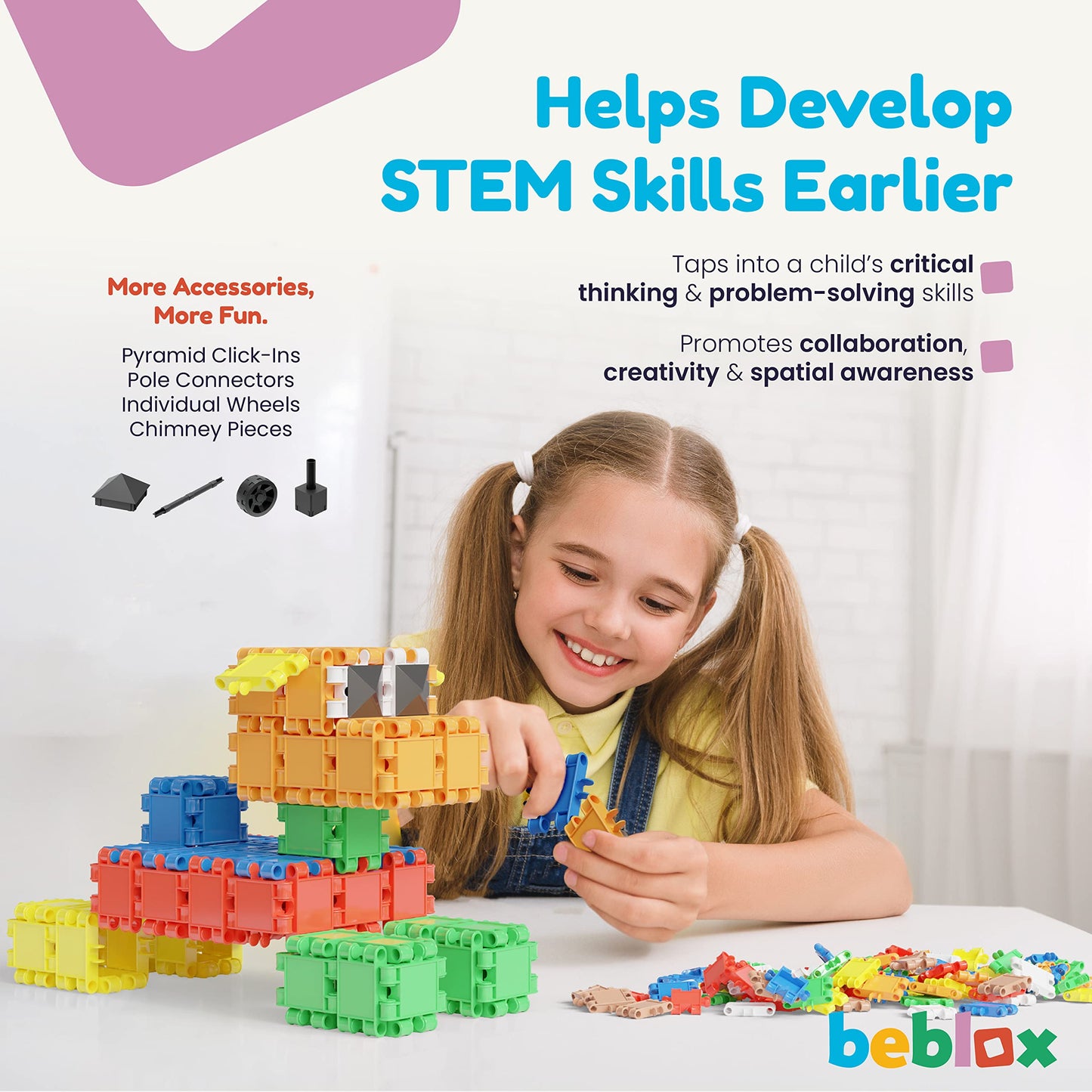 BEBLOX Building Blocks - Stem Building Toys for Kids 250 pcs Set - Educational Fun stem Toy - Birthday Gifts for Boys & Girls Age 5 6 7 8 9 10 11 12 Years Old in up