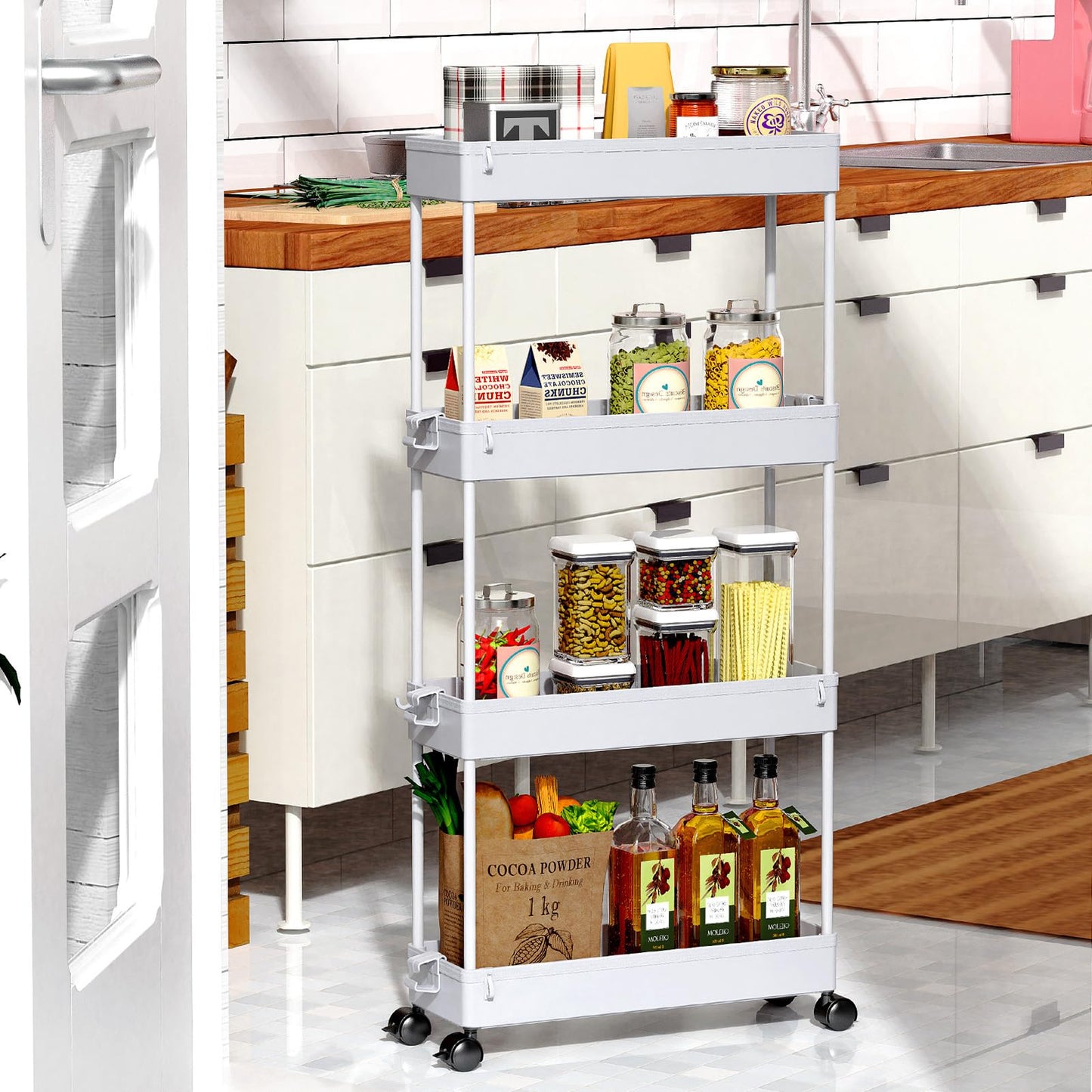 4-Tier Rolling Storage Cart by SPACEKEEPER