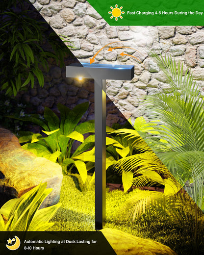 ROSHWEY Solar Pathway Lights, 6 Pack Solar Lights Outdoor Waterproof IP65, Modern Solar Path Lights, Outside Lights Solar Powered Landscape Lighting for Yard, Walkway, Driveway, Patio, Warm Light